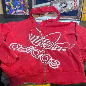 Adidas Red Zip-Up Hoodie